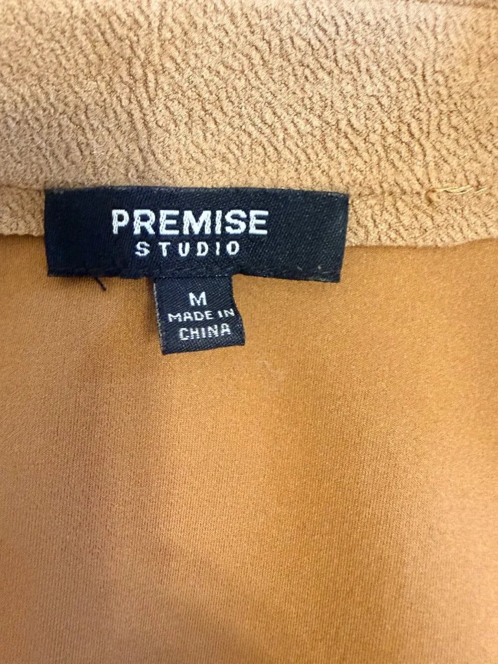 Premise Studio Sz M Tan Faux Suede Long Sleeve‎ Pockets Trench Coat Equestrian